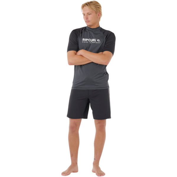 2026 Rip Curl Shock UPF Kortærmet Lycra-vest Til Mænd 16HMRV - Black Marle